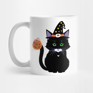 Dark Cat Trick or Treat: A Mysterious Halloween Night Mug